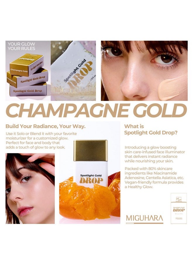 MIGUHARA MIGUHARA Spotlight Gold Drop (Champagne Gold) | Skincare-Infused Illuminator | Radiance Boosting Formula | Instant Glow | Lightweight, Vegan Certified | All Skin Types | 1.01 fl oz  - Image 4