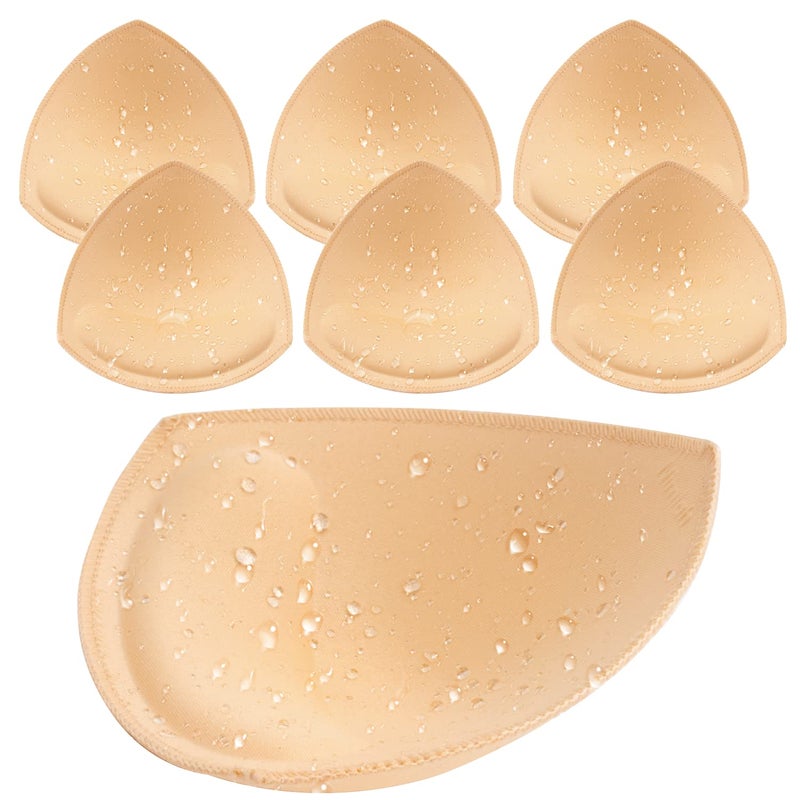 Nimiah Bra Insert Pads Swimsuit Padding - Waterproof Boob Cups with Sewn Edges Removable Replacement for Sports Bikini Bathing Suits 3 Pairs Breast Enhancers for A/B Cup - Image 1