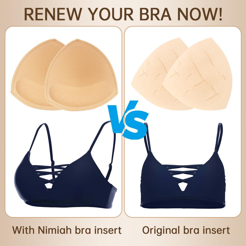 Nimiah Bra Insert Pads Swimsuit Padding - Waterproof Boob Cups with Sewn Edges Removable Replacement for Sports Bikini Bathing Suits 3 Pairs Breast Enhancers for A/B Cup - Image 5