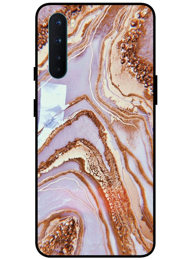 EYE CATCH - Protective Case Cover For OnePlus Nord Smart Series Printed Protective Case Cover for OnePlus Nord Golden & Pnik Marble Texture - Image 1