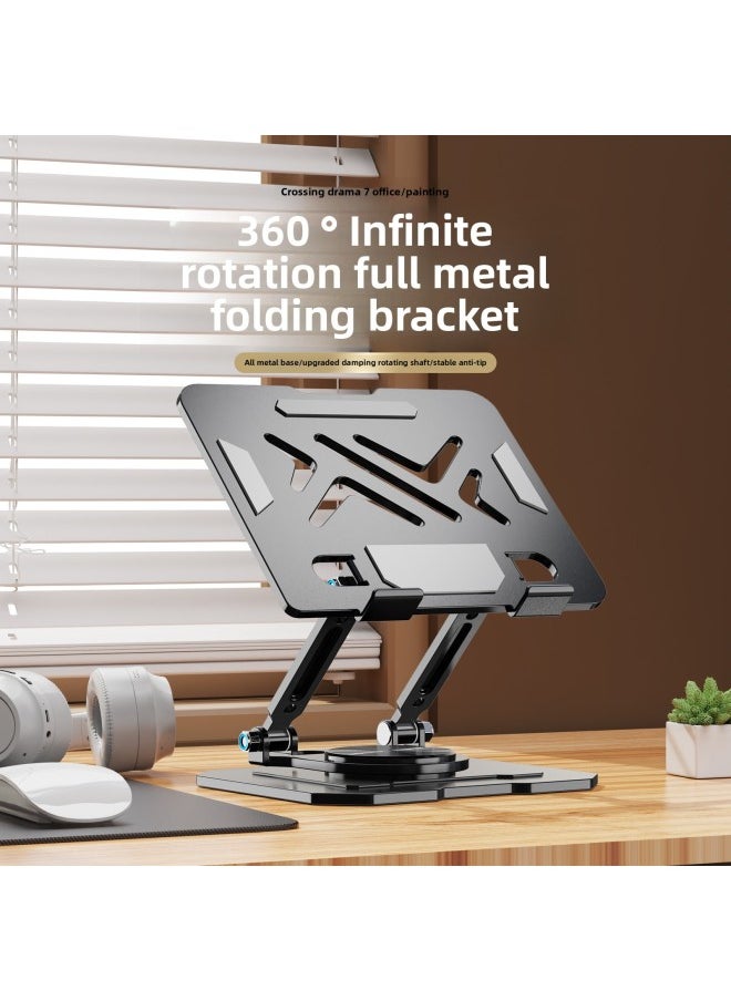 Generic - 2025 Notebook Flat Bracket Rotatable Folding Pad High Alloy Cooling Rack Rotating Monitor Lifting Rack-Color:261 Tablet Model [360 ° Rotate】black - Image 1