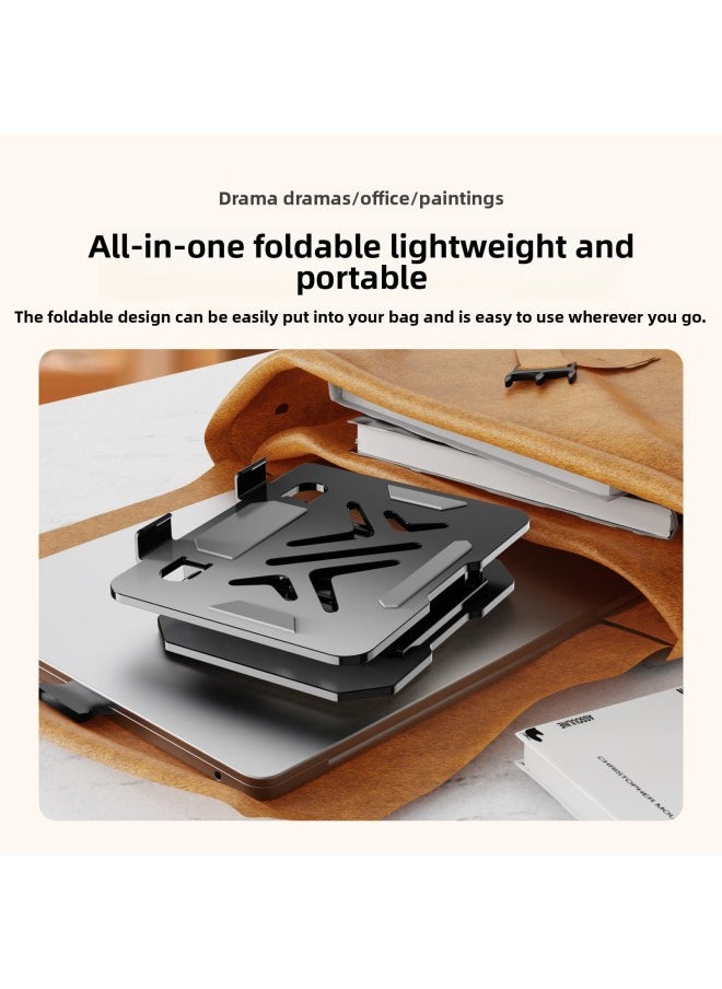 Generic - 2025 Notebook Flat Bracket Rotatable Folding Pad High Alloy Cooling Rack Rotating Monitor Lifting Rack-Color:261 Tablet Model [360 ° Rotate】black - Image 1