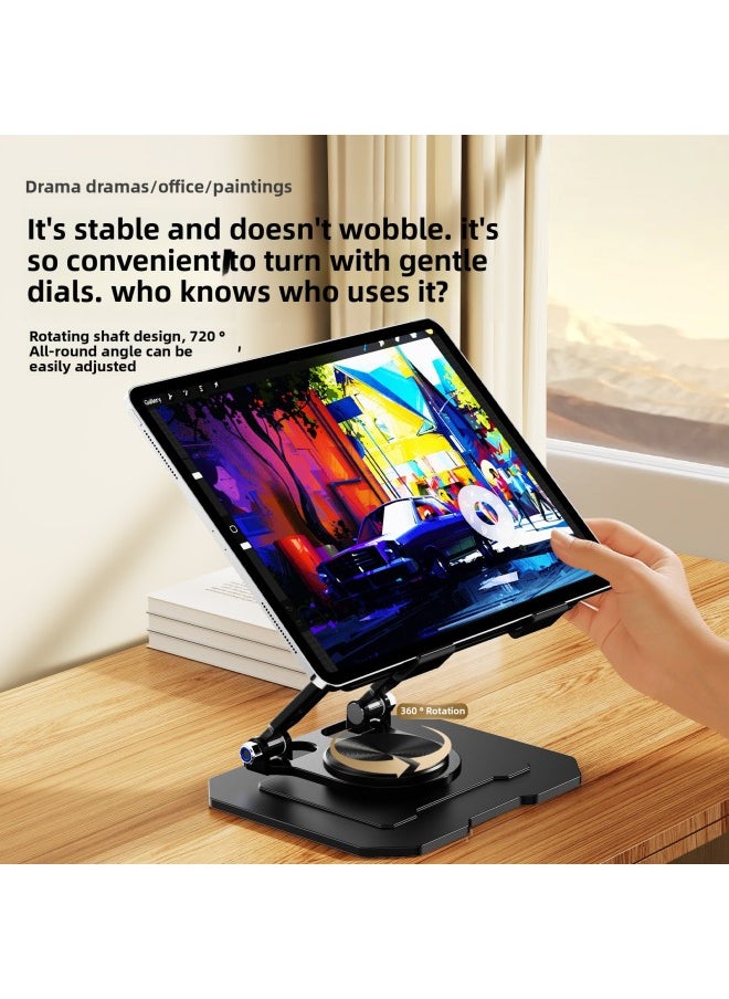 Generic - 2025 Notebook Flat Bracket Rotatable Folding Pad High Alloy Cooling Rack Rotating Monitor Lifting Rack-Color:261 Tablet Model [360 ° Rotate】black - Image 1