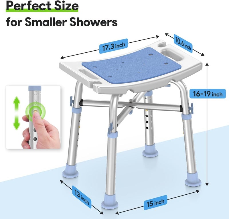 DELOG Heavy Duty Shower Chair - 500lb Capacity, Padded Bath Seat with 6 Height Adjustable Tubes - Tool Free Anti-Slip Bench for Elderly, Senior, Handicap & Disabled - Image 3