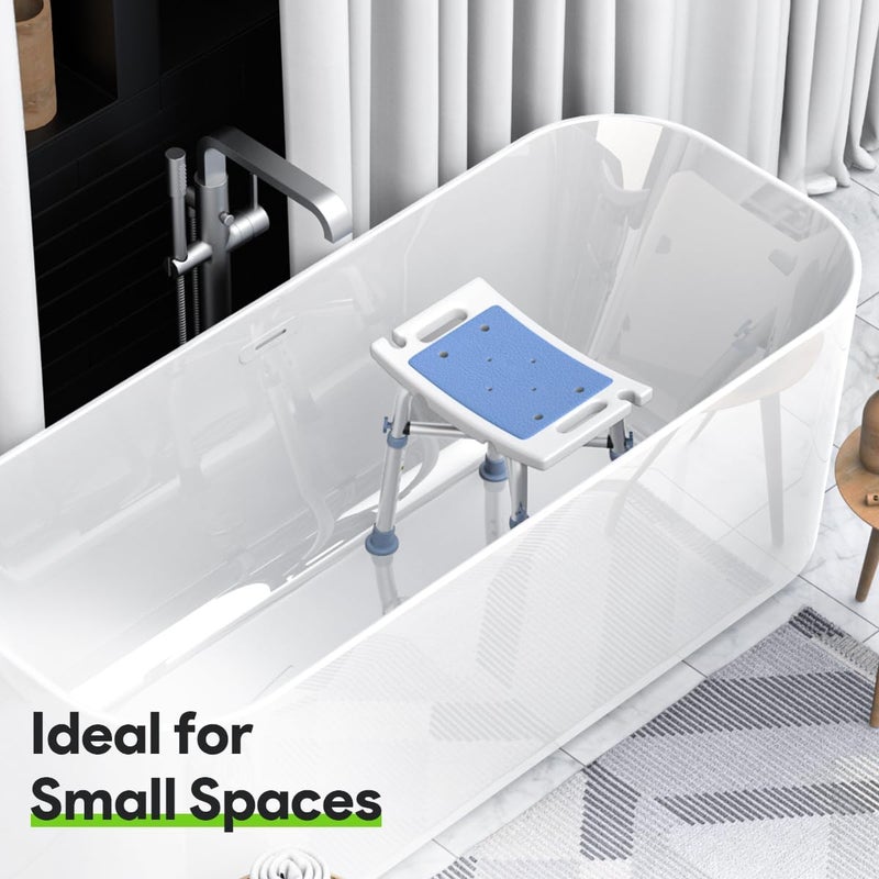 DELOG Heavy Duty Shower Chair - 500lb Capacity, Padded Bath Seat with 6 Height Adjustable Tubes - Tool Free Anti-Slip Bench for Elderly, Senior, Handicap & Disabled - Image 2