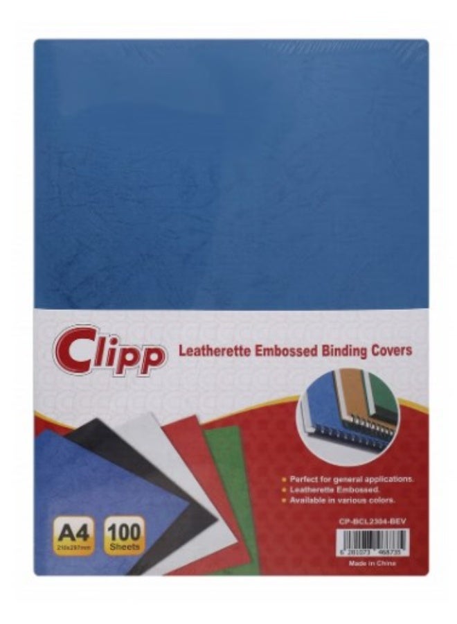 CLIPP 100-Piece Embossed Binding Cover Sheets 230gsm Thickness Blue - Image 1