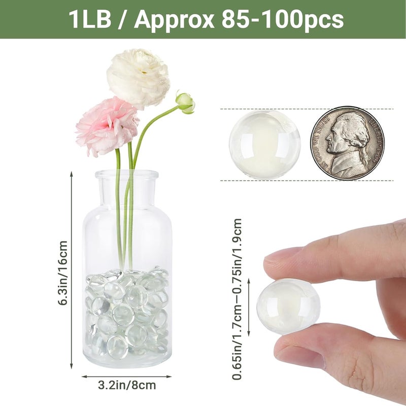 Suream 1 LB Flat Glass Marbles, Clear Glass Beads for Vases, Transparent Marbles Bulk for Decorative Centerpieces, Tank, Aquarium, DIY Craft - Image 2