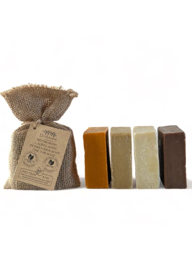 Dr.Ancient Dr Ancient Natural Handmade Soap Set Donkey Milk Pine Tar Aleppo Laurel Bittim Traditional ChemicalFree Skincare for Face Body - Image 3