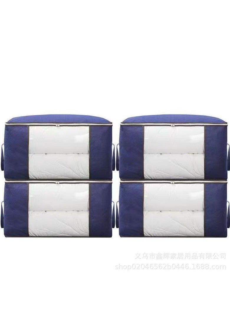 5 Pieces Large Capacity Closet Organizer and Clothes Storage Bag with Clear Windows for Store Quilt Clothes Non-Woven Quilt Storage Bag Moving Quilt Storage Packing Bag Clothes Sorting Bag Clothing Luggage Bag Storage Bag (Blue） - Image 4