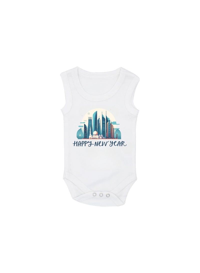PRINTSHOP4ME Abu Dhabi New Year's Soft Cotton Baby Onesie Bodysuit Sleeve Less-Perfect Outfit Celebration For New Year-Gift for Baby Shower - Image 1