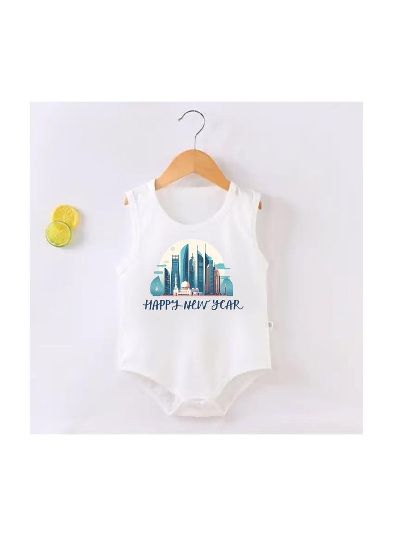 PRINTSHOP4ME Abu Dhabi New Year's Soft Cotton Baby Onesie Bodysuit Sleeve Less-Perfect Outfit Celebration For New Year-Gift for Baby Shower - Image 2