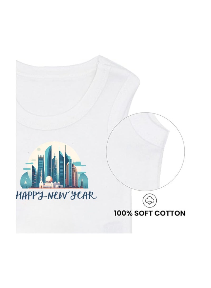 PRINTSHOP4ME Abu Dhabi New Year's Soft Cotton Baby Onesie Bodysuit Sleeve Less-Perfect Outfit Celebration For New Year-Gift for Baby Shower - Image 3