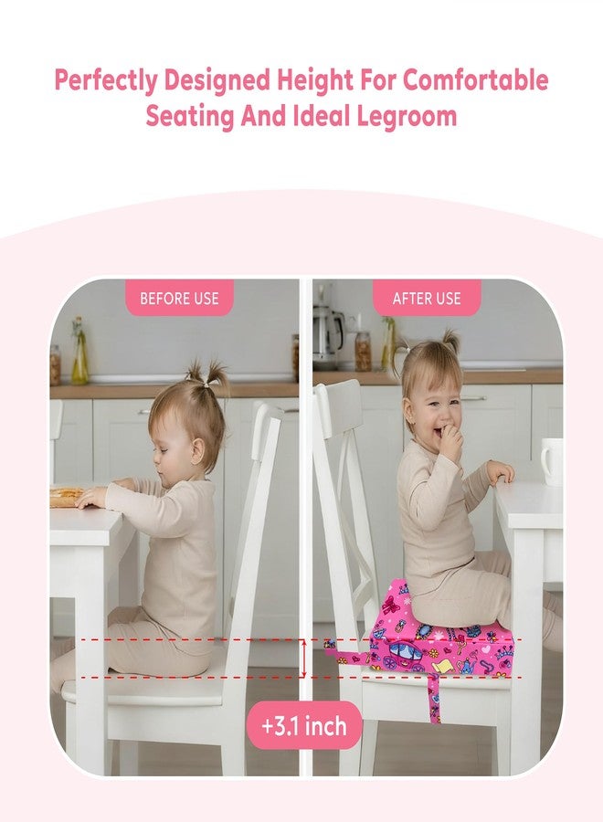 Ballad Toddler Booster Seat for Dining Table & Kitchen Chairs - Premium Foam with Non-Slip Bottom & Double Adjustable Straps, Safety Certified, Portable Travel &Easy to Clean (Pink Princess) - Image 2