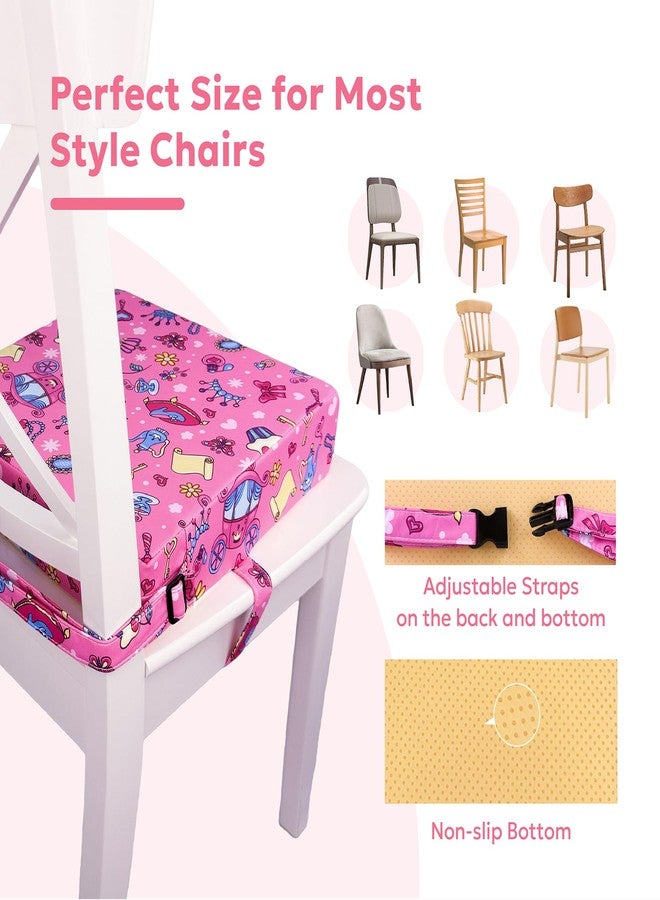 Ballad Toddler Booster Seat for Dining Table & Kitchen Chairs - Premium Foam with Non-Slip Bottom & Double Adjustable Straps, Safety Certified, Portable Travel &Easy to Clean (Pink Princess) - Image 3