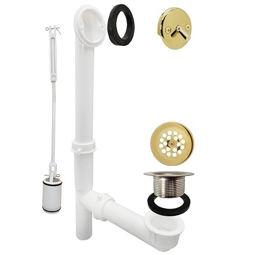 Westbrass 59224401 White 112 Tubular Trip Lever Bath Waste Drain Kit Polished Brass - Image 1