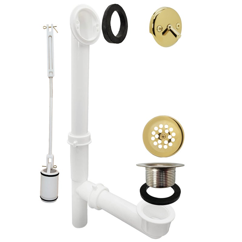 Westbrass 59224401 White 112 Tubular Trip Lever Bath Waste Drain Kit Polished Brass - Image 2