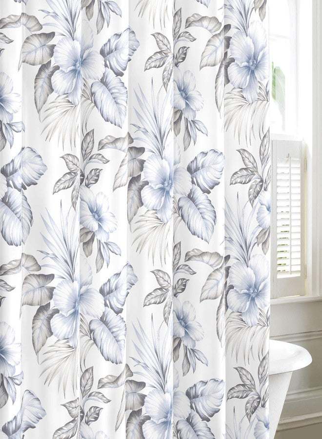 Tommy Bahama Laura Ashley Home - Shower Curtain, Stylish Cotton Bathroom Decor, Elegant Floral Home Decor (Adelina White, 72" x 72") - Image 1