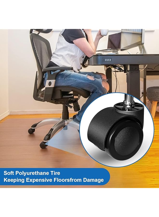 erorex Office Chair Wheels Replacement 5 Pcs 2 Inch Office Chair Casters Heavy Duty Computer Desk Chair Wheel Safe Mute Rotating Rubber Wheels For Wood Floors And Carpet Universal Size Fits 99 Percent - Image 5
