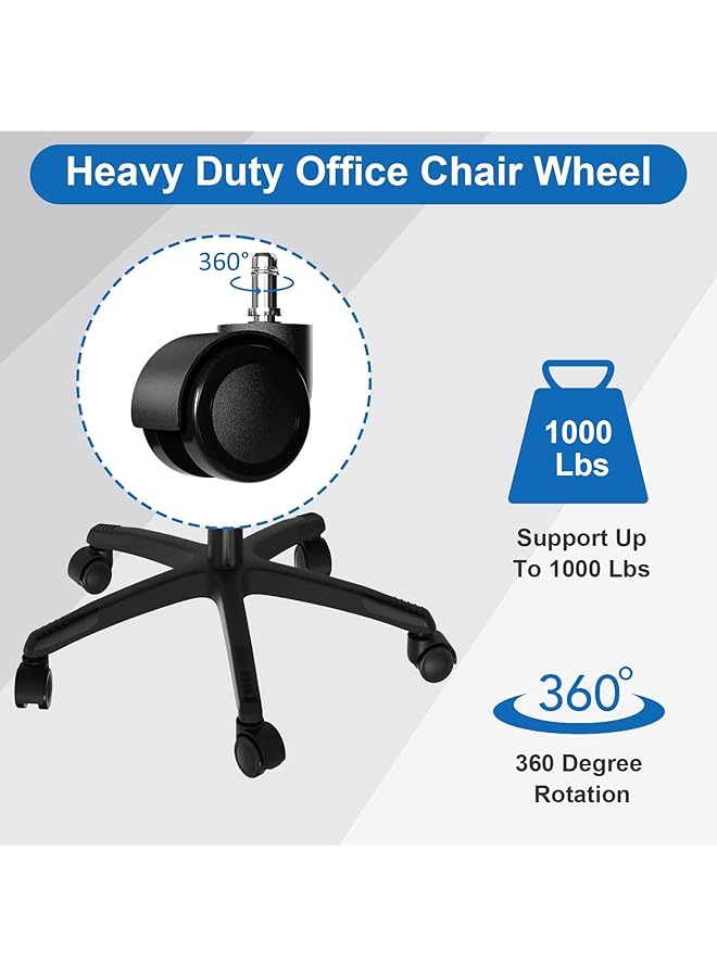 erorex Office Chair Wheels Replacement 5 Pcs 2 Inch Office Chair Casters Heavy Duty Computer Desk Chair Wheel Safe Mute Rotating Rubber Wheels For Wood Floors And Carpet Universal Size Fits 99 Percent - Image 3