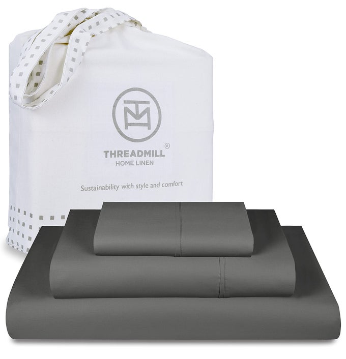 COTTON TWIN XL SHEET SET 100 COTTON SHEETS FOR TWIN XL SIZE BED SOLID SATEEN TWIN XL BED SHEETS SET WITH 16 DEEP POCKET SOFT BREATHABLE 3PIECE COOLING SHEET SET DARK GREY
