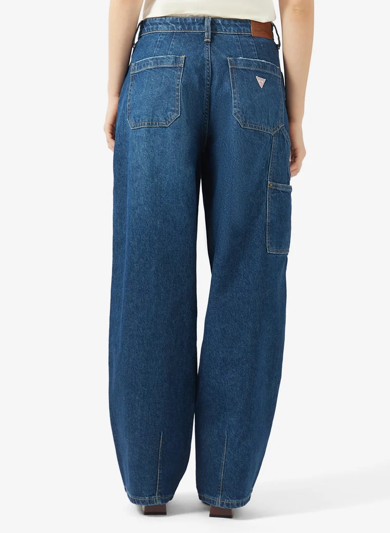 Guess  Barrel Carpenter High Waist Wide Leg Jeans for Women | Best Price UAE