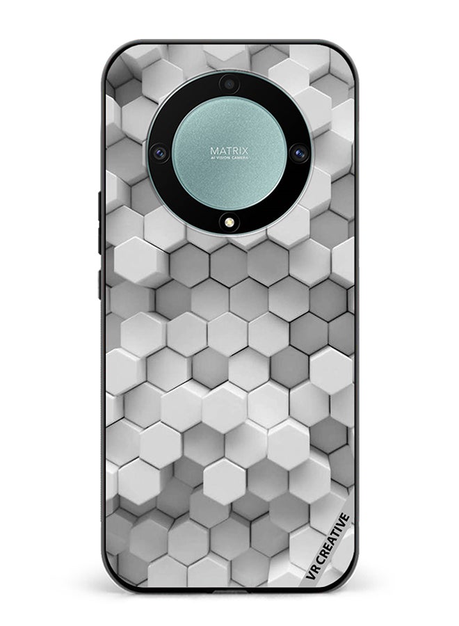 VR CREATIVE Protective Case Cover For Honor X9b 3D Gray White Honeycombs Brick Wall Stairway Decoration Design Multicolour - Image 1