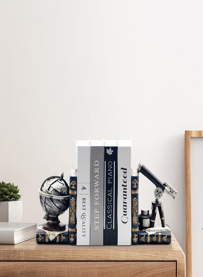 AUSTUFF Vintage Decorative Bookends, Armillary Sphere and Space Telescope Decorative Bookends, Vintage Decorative Unique Bookends for Home Office Schools - Image 4