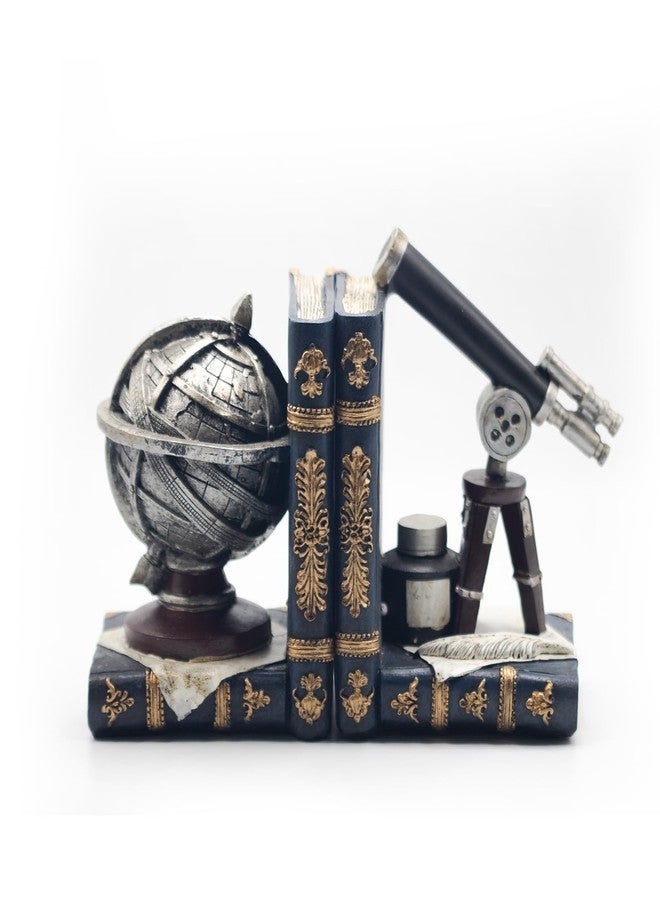 AUSTUFF Vintage Decorative Bookends, Armillary Sphere and Space Telescope Decorative Bookends, Vintage Decorative Unique Bookends for Home Office Schools - Image 1