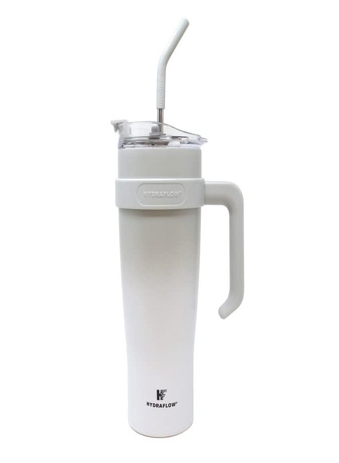 HYDRAFLOW Capri - 40oz Tumbler with Straw and Handle - Triple Wall Vacuum Insulated Tumbler - Insulated Smoothie Cup - Stainless Steel Tumbler - Reusable Tumbler with Lid - OMB Nickel - Image 1