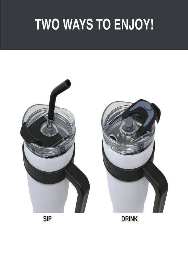 HYDRAFLOW Capri - 40oz Tumbler with Straw and Handle - Triple Wall Vacuum Insulated Tumbler - Insulated Smoothie Cup - Stainless Steel Tumbler - Reusable Tumbler with Lid - OMB Nickel - Image 3