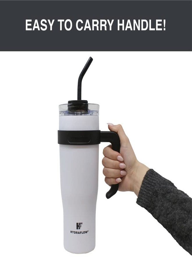 HYDRAFLOW Capri - 40oz Tumbler with Straw and Handle - Triple Wall Vacuum Insulated Tumbler - Insulated Smoothie Cup - Stainless Steel Tumbler - Reusable Tumbler with Lid - OMB Nickel - Image 4
