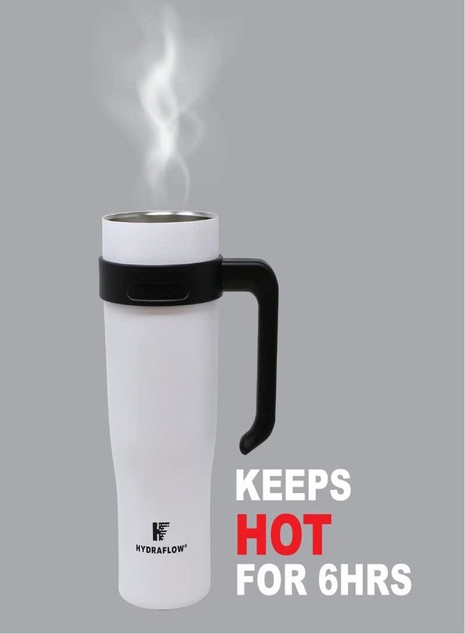 HYDRAFLOW Capri - 40oz Tumbler with Straw and Handle - Triple Wall Vacuum Insulated Tumbler - Insulated Smoothie Cup - Stainless Steel Tumbler - Reusable Tumbler with Lid - OMB Nickel - Image 5