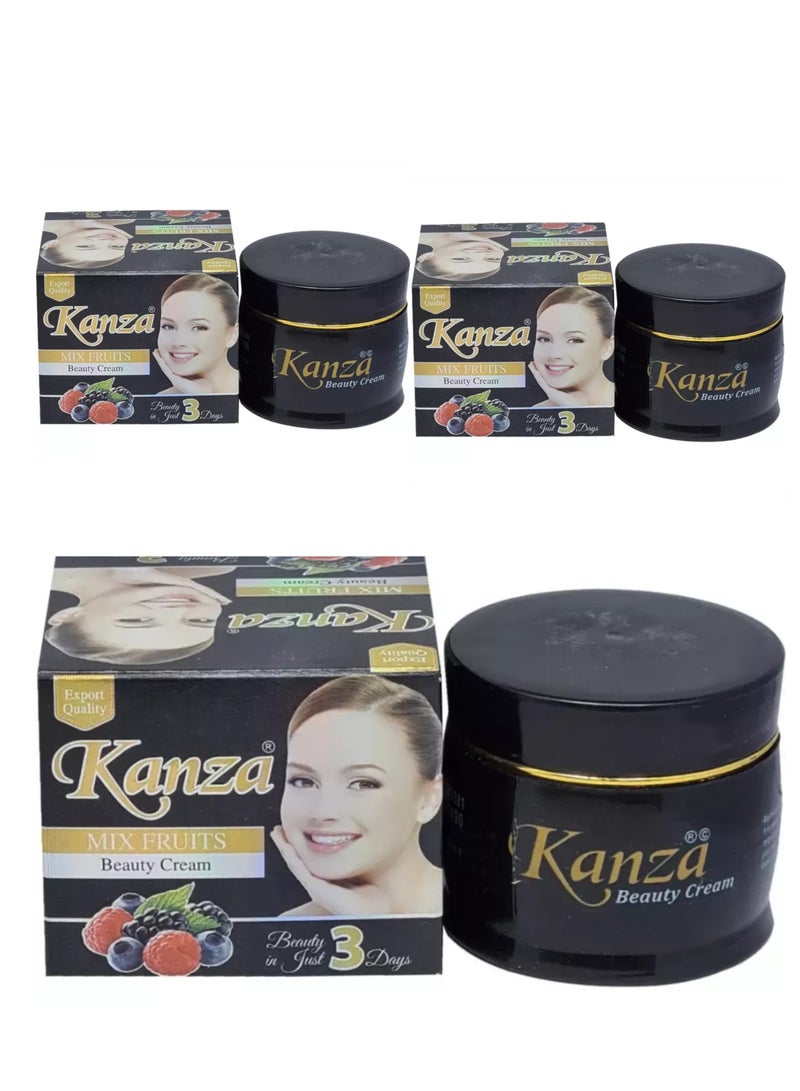 كنزه 3 قطع من كريم الجمال لتفتيح البشرة بالفواكه المشكلة 3X50 جرام - Image 1