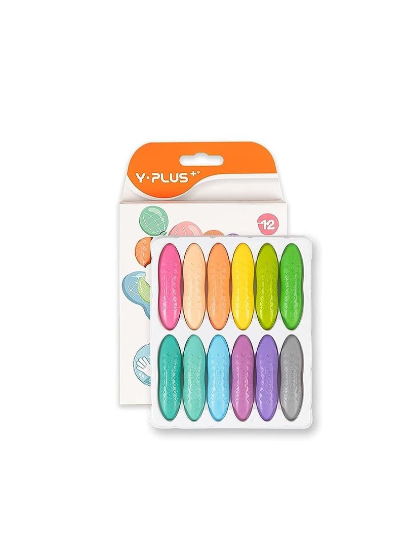 YPlus Peanut Crayons For Kids 12 Pastel Colors Washable Toddler Crayons Nontoxic Baby Crayons For Ages 24 13 48 Coloring Art Supplies - Image 1