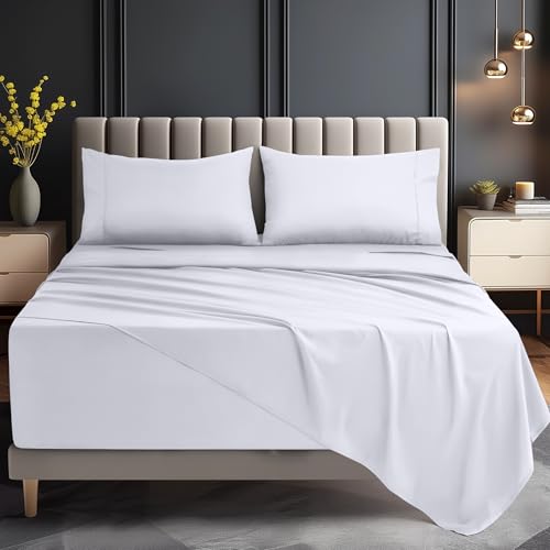 Utopia Bedding Deep Pocket Queen Sheet Set – Fits Mattresses Up to 21 inches – Cooling, Soft & Breathable – Oeko-TEX 4 Piece Bed Sheets (White) - Image 2