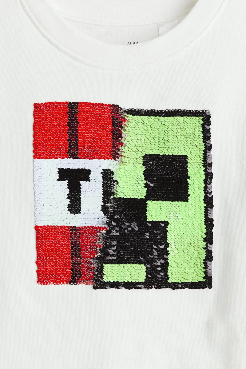 اتش اند ام تي-شيرت مزين بالترتر