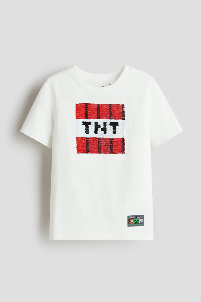 اتش اند ام تي-شيرت مزين بالترتر