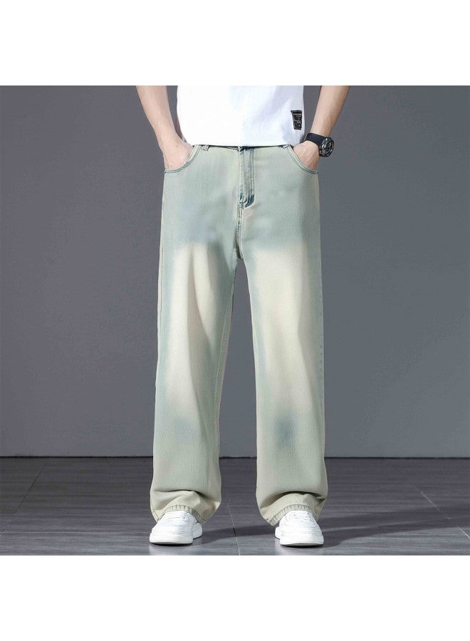 FOLUNSI distressed Washed Loose Wide-leg Jeans For Men - Soft Comfortable Straight-leg Trousers Trendy Casual Pants - Image 5