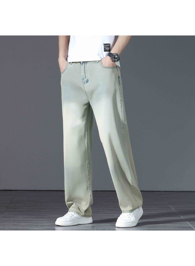 FOLUNSI distressed Washed Loose Wide-leg Jeans For Men - Soft Comfortable Straight-leg Trousers Trendy Casual Pants - Image 4