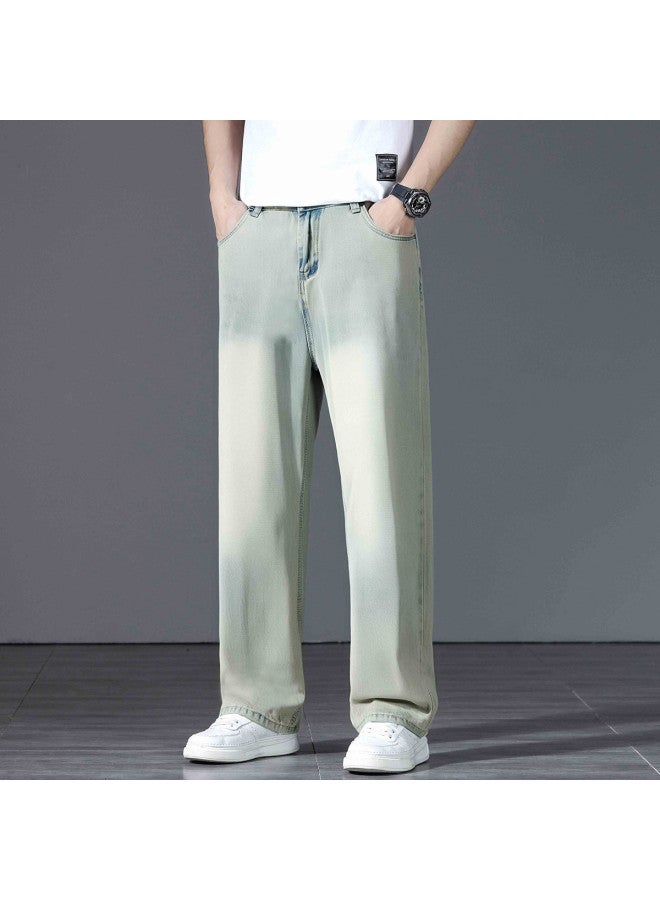FOLUNSI distressed Washed Loose Wide-leg Jeans For Men - Soft Comfortable Straight-leg Trousers Trendy Casual Pants - Image 3