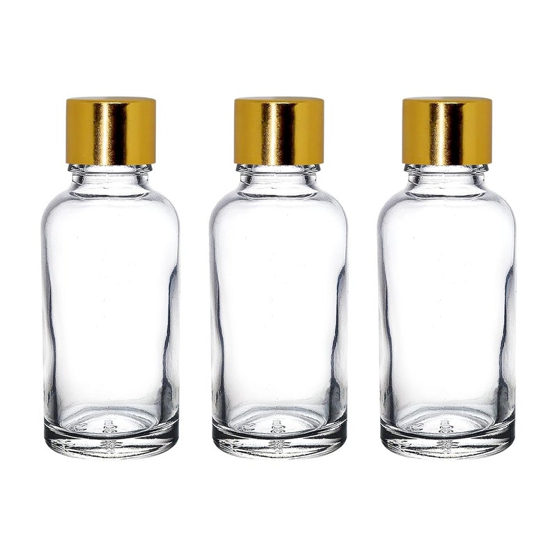 BHIndustry BHIndustry 30 ML Clear Glass Bottle with Gold Cap Safety Plug Refillable Leak Proof 3  - Image 1
