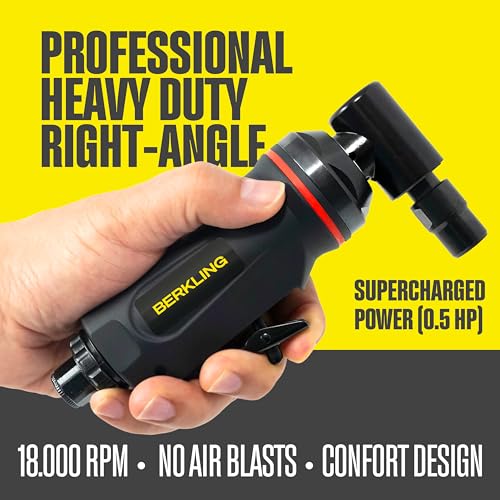 Berkling Tools 1/4" Air Die Grinder Professional Grade Heavy Duty with Variable Speed Control (Angle, Right Angle) - Image 2
