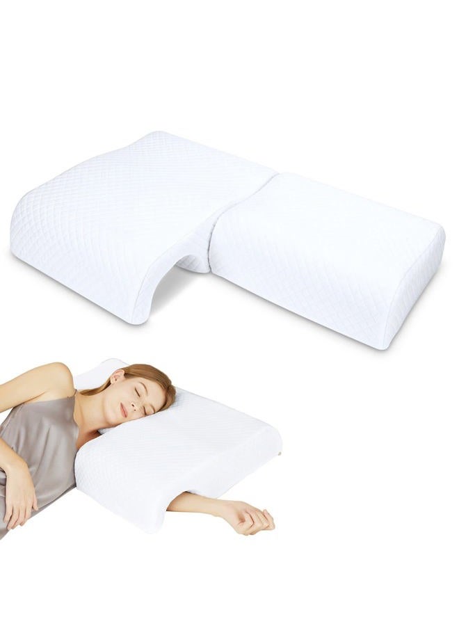 HOMCA Memory Foam Cuddle Pillow for Couples, Side Sleeper Pillow with Arm Hole, Ergonomic Support for Head, Neck and Arm with Breathable Washable Pillowcase - Image 1