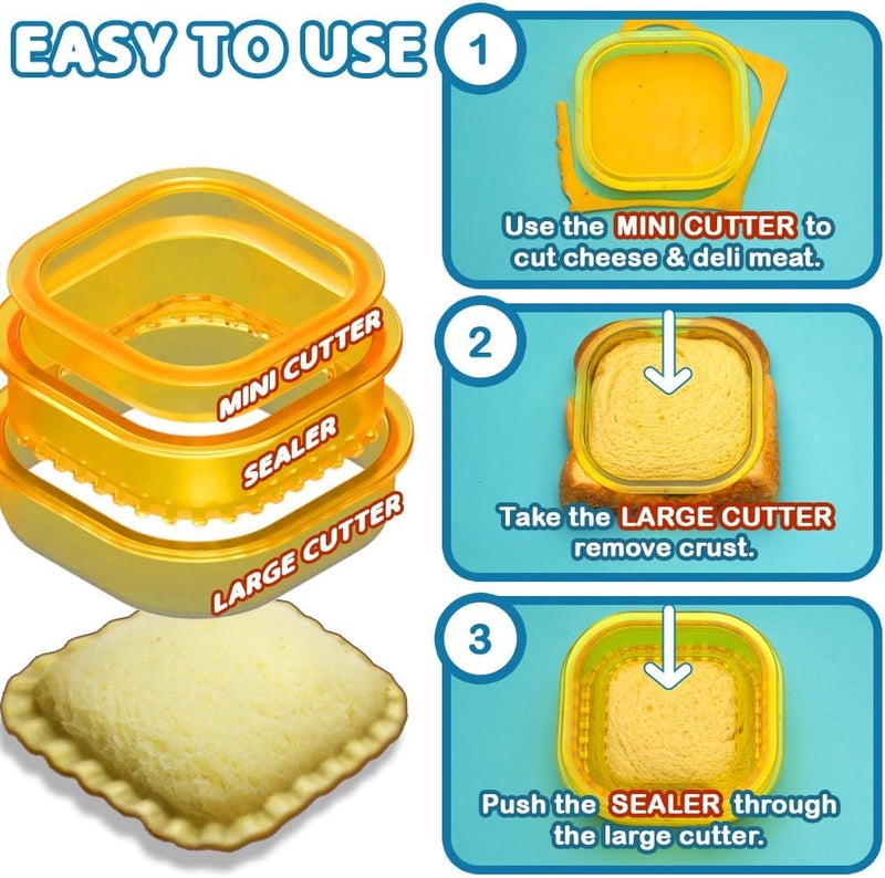Savoychef Sandwich Cutter and Sealer - Crustless Sandwich Maker - Cut and Seal - Lunch Box and Bento Box - Boys, Girls, Kids Lunch - Sandwich Cutters for Kids - Triangle, Circle, Square - Image 3