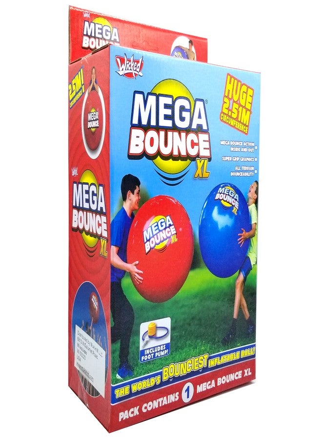 Wicked Mega Bounce XL - The World's Bounciest Inflatable Ball! Extra Large Bounce Ball for All Terrain Bounceability! Super Grip Graphics Outdoor Exercise Ball to Catch Easily. Blue or Red - Image 2