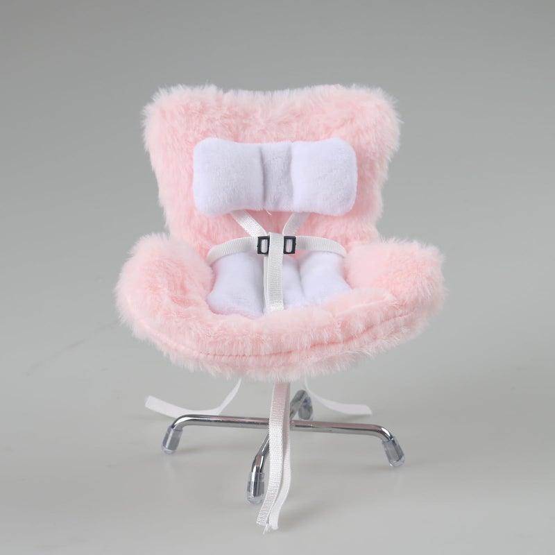 Walant Doll Car Seat Compatible with Labubu, Chair for 10-17cm Dolls - Adjustable Safety Strap, Air Vent Clip & Desktop Stand, Soft Cushion, Cute Car Ornament Gift for Collectors & Fans (Pink) - Image 4