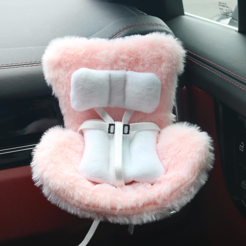 Walant Doll Car Seat Compatible with Labubu, Chair for 10-17cm Dolls - Adjustable Safety Strap, Air Vent Clip & Desktop Stand, Soft Cushion, Cute Car Ornament Gift for Collectors & Fans (Pink) - Image 1