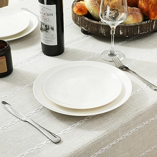 Chassic 60 x 84 inches Farmhouse Style Linen tablecloths, Wrinkle Resistant Washable Dining Room Table Cloths for Rectangle Tables - Beige - Image 5