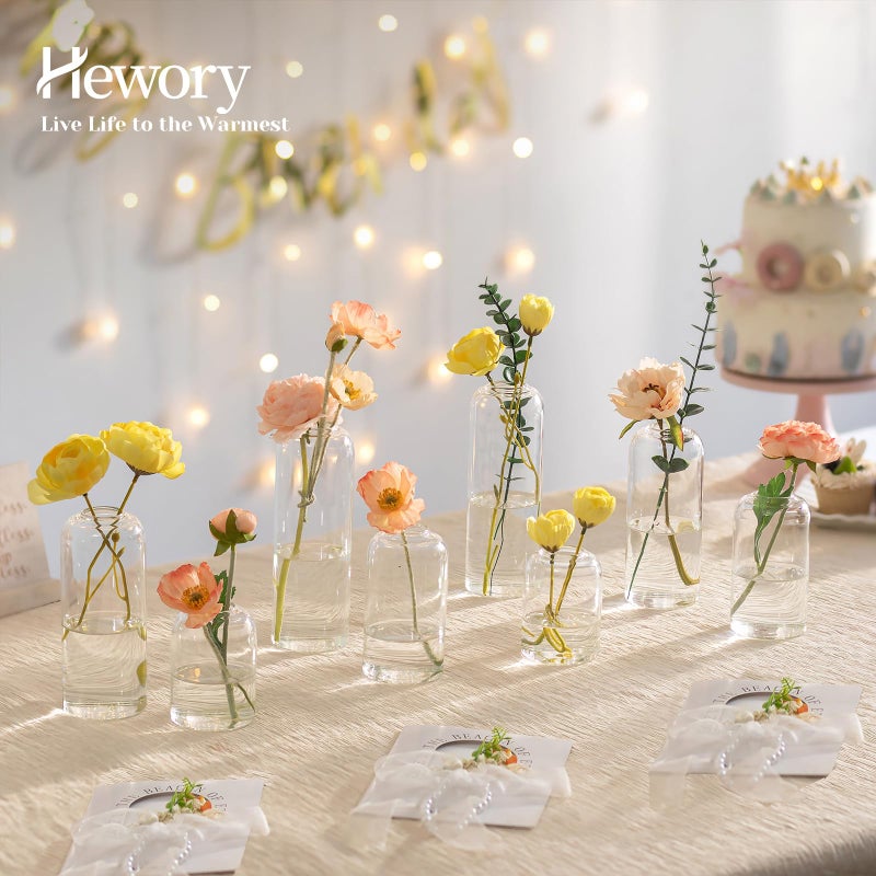 Hewory Glass Bud Vases for Flowers: Set of 20 Modern Small Flower Vases for Centerpieces - Clear Table Decoration for Wedding Party Events Home Decor Floral Arrangement - Image 2