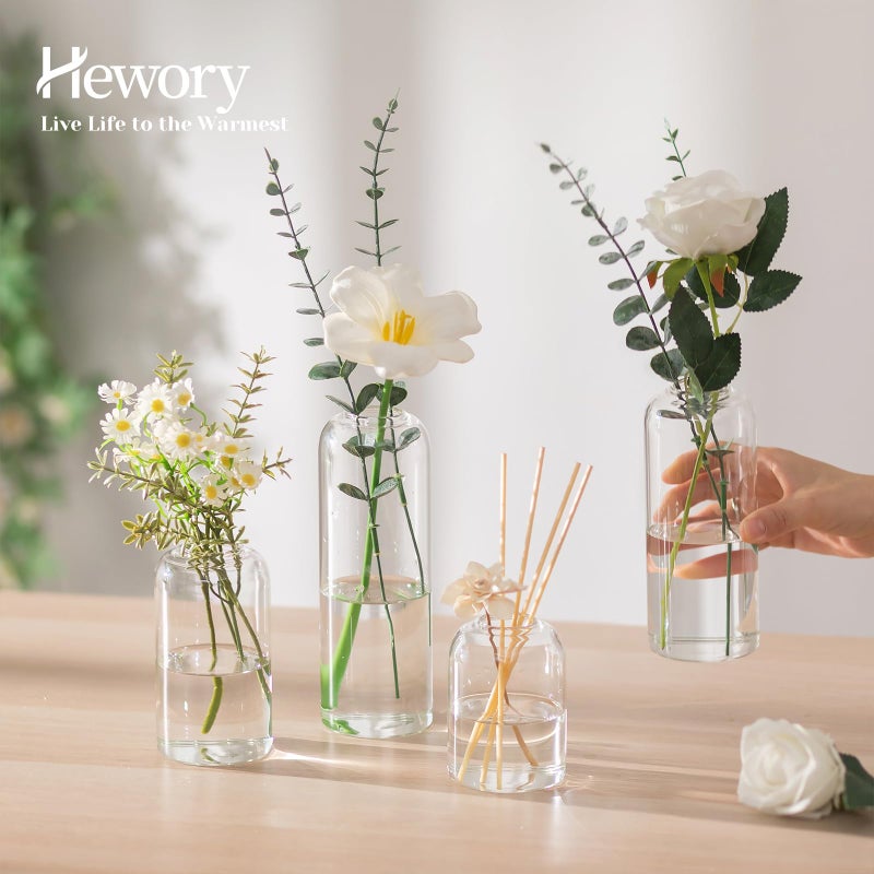 Hewory Glass Bud Vases for Flowers: Set of 20 Modern Small Flower Vases for Centerpieces - Clear Table Decoration for Wedding Party Events Home Decor Floral Arrangement - Image 3